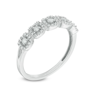 0.23 CT. T.W. Diamond Frame Five Stone Anniversary Band in 10K White Gold|Peoples Jewellers