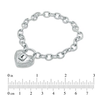 Forever Locking Love™ 0.10 CT. T.W. Diamond Heart-Shaped Padlock Bracelet in Sterling Silver - 7.25"|Peoples Jewellers