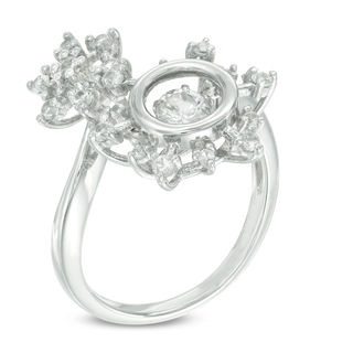 Unstoppable Love™ 4.0mm Lab-Created White Sapphire Snowflake Bypass Ring in Sterling Silver|Peoples Jewellers