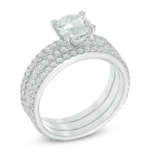 2.00 CT. T.W. Diamond Three Piece Bridal Set in 14K White Gold|Peoples Jewellers
