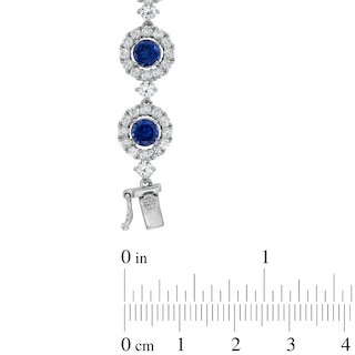 5.0mm Lab-Created Blue and White Sapphire Frame Bracelet in Sterling Silver - 7.25"|Peoples Jewellers