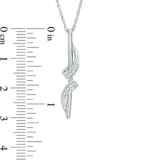 Diamond Accent Ribbon Wrapped Linear Bar Pendant in 10K White Gold|Peoples Jewellers