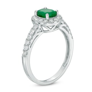 Your Stone Your Story™ Oval Emerald and 0.55 CT. T.W. Diamond Frame Ring in 14K White Gold|Peoples Jewellers