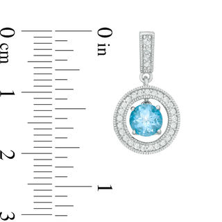Swiss Blue Topaz and Lab-Created White Sapphire Vintage-Style Circle Pendant and Earrings Set in Sterling Silver|Peoples Jewellers