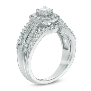 1.11 CT. T.W. Diamond Cushion Frame Multi-Row Bridal Set in 10K White Gold|Peoples Jewellers