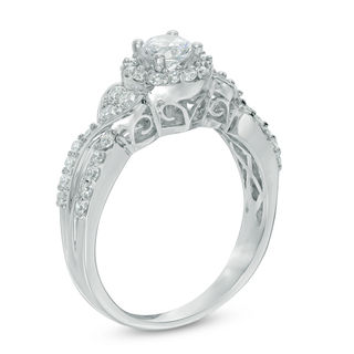0.80 CT. T.W. Diamond Frame Double Row Engagement Ring in 10K White Gold|Peoples Jewellers