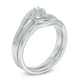 0.23 CT. T.W. Diamond Frame Swirl Bridal Set in 10K White Gold|Peoples Jewellers