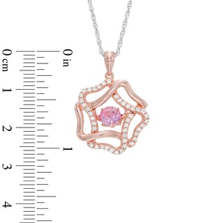 Unstoppable Love™ Lab-Created Pink and White Sapphire Flower Pendant in Sterling Silver with 14K Rose Gold Plate|Peoples Jewellers