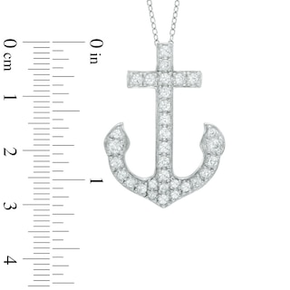 Lab-Created White Sapphire Anchor Pendant in Sterling Silver|Peoples Jewellers