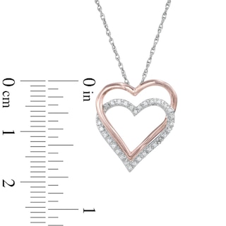 0.09 CT. T.W. Diamond Double Heart Pendant in 10K Two-Tone Gold|Peoples Jewellers