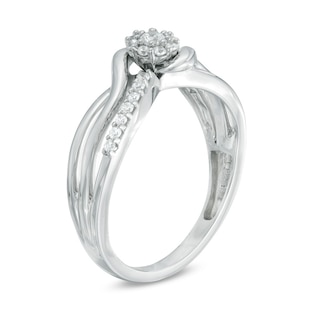 0.18 CT. T.W. Diamond Composite Bypass Crossover Shank Promise Ring in Sterling Silver|Peoples Jewellers