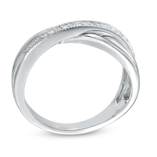 0.09 CT. T.W. Diamond Crossover Promise Ring in Sterling Silver|Peoples Jewellers