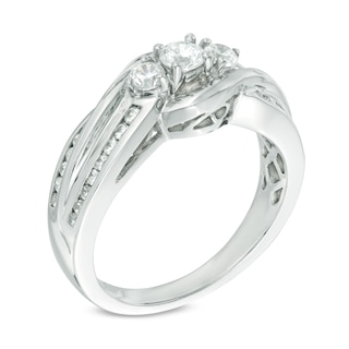 0.45 CT. T.W. Diamond Three Stone Bypass Ring in 10K White Gold|Peoples Jewellers