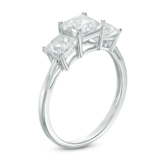 5.2mm Princess-Cut Lab-Created White Sapphire Three Stone Ring in 10K White Gold|Peoples Jewellers