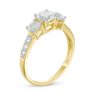 5.2mm Lab-Created White Sapphire Three Stone Ring in 10K Gold|Peoples Jewellers