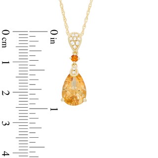 Pear-Shaped Citrine and Lab-Created White Sapphire Drop Pendant in Sterling Silver and 14K Gold Plate|Peoples Jewellers
