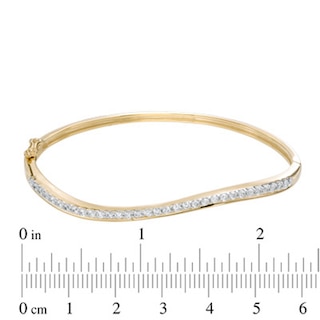 0.95 CT. T.W. Diamond Wavy Bangle in Sterling Silver and 14K Gold Plate|Peoples Jewellers