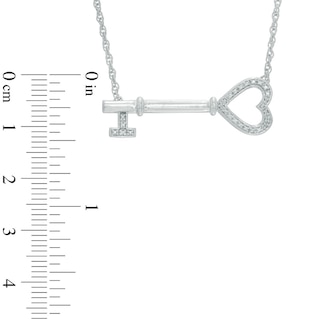 Diamond Accent Sideways Key Necklace in Sterling Silver - 16.75"|Peoples Jewellers