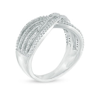 Diamond Accent Crossover Ring in Sterling Silver|Peoples Jewellers