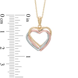 Layered Heart Pendant in Tri-Tone 10K Gold|Peoples Jewellers