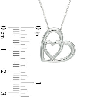 Double Tilted Heart Pendant in 10K White Gold|Peoples Jewellers