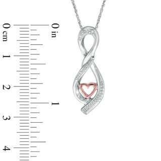 Diamond Accent Infinity Twist Heart Pendant in Sterling Silver and 10K Rose Gold|Peoples Jewellers