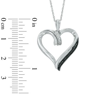 Enhanced Black and White Diamond Accent Heart Pendant in Sterling Silver|Peoples Jewellers