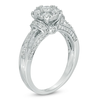 1.00 CT. T.W. Diamond Frame Collar Engagement Ring in 14K White Gold|Peoples Jewellers