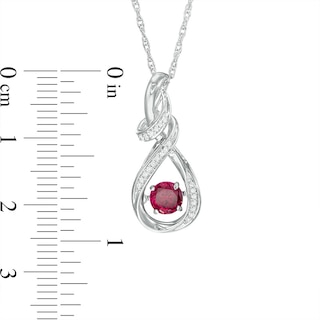 Unstoppable Love™ 4.3mm Lab-Created Ruby and Diamond Accent Cascading Teardrop Pendant in Sterling Silver|Peoples Jewellers