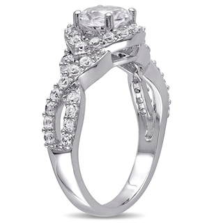 6.5mm Lab-Created White Sapphire Twist Frame Ring in Sterling Silver|Peoples Jewellers