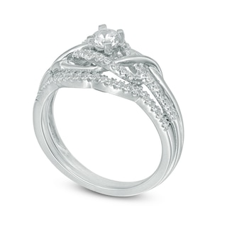 0.45 CT. T.W. Diamond Crossover Bridal Set in 10K White Gold|Peoples Jewellers