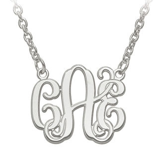 Etched Scroll Monogram Necklace in Sterling Silver (3 Initials)|Peoples Jewellers