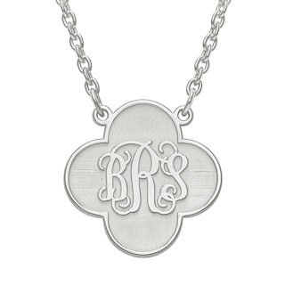 Clover Scroll Monogram Necklace in Sterling Silver (3 Initials)|Peoples Jewellers