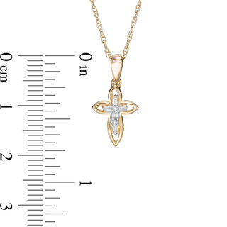 Diamond Accent Outlined Cross Pendant in 10K Gold|Peoples Jewellers