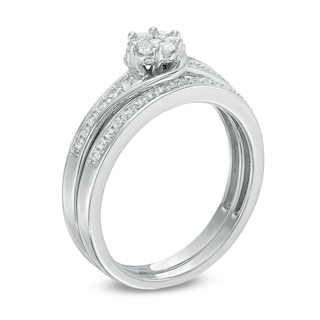 0.33 CT. T.W. Diamond Flower Composite Swirl Bridal Set in 10K White Gold|Peoples Jewellers
