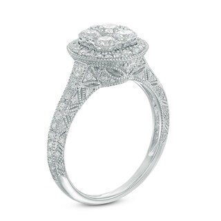 1.25 CT. T.W. Composite Diamond Frame Vintage-Style Engagement Ring in 14K White Gold|Peoples Jewellers