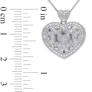 Diamond Accent Vintage-Style Beaded Double Heart Locket in Sterling Silver|Peoples Jewellers