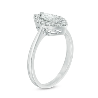 0.70 CT. T.W. Marquise Diamond Frame Engagement Ring in 10K White Gold|Peoples Jewellers