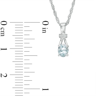 Oval Aquamarine and Diamond Accent Collar Pendant and Ring Set in Sterling Silver - Size 7|Peoples Jewellers