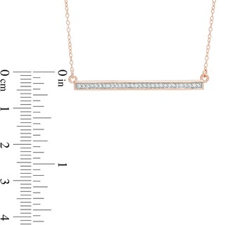 Lab-Created White Sapphire Bar Necklace in Sterling Silver with 18K Rose Gold Plate|Peoples Jewellers
