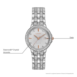 Ladies' Citizen Eco-Drive® Silhouette Crystal Watch With Silver-Tone Dial (Model: EW2340-58A)|Peoples Jewellers