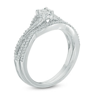 0.23 CT. T.W. Diamond Crossover Bridal Set in 10K White Gold|Peoples Jewellers