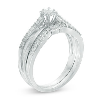 0.23 CT. T.W. Princess-Cut Diamond Crossover Bridal Set in 10K White Gold|Peoples Jewellers
