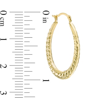 Ribbed Oval Hoop Earrings in Hollow 14K Gold|Peoples Jewellers