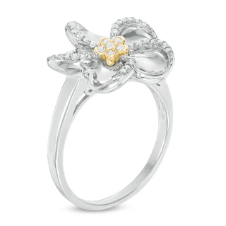 0.15 CT. T.W. Diamond Flower Ring in Sterling Silver and 10K Gold|Peoples Jewellers