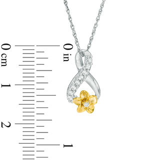 0.15 CT. T.W. Diamond Ribbon Flower Pendant in Sterling Silver and 10K Gold|Peoples Jewellers