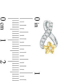 0.23 CT. T.W. Diamond Flower Ribbon Earrings in Sterling Silver and 10K Gold|Peoples Jewellers