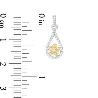 0.18 CT. T.W. Diamond Teardrop Flower Earrings in Sterling Silver and 10K Gold|Peoples Jewellers