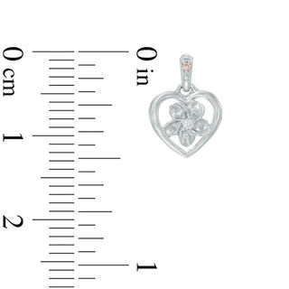 Diamond Accent Heart Frame Flower Drop Earrings in Sterling Silver|Peoples Jewellers
