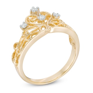 0.09 CT. T.W. Diamond Crown Ring in Sterling Silver with 14K Gold Plate|Peoples Jewellers